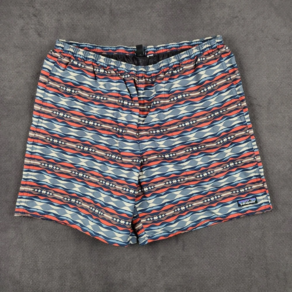 Patagonia Baggies Longs Shorts Mens XL Blue Orange Geometric Lined NetPlus 58035